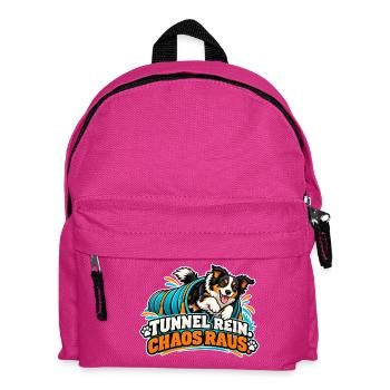 Tunnel Rein Chaos Raus – Hundedesign - Kinder Rucksack - Fuchsia - Vorne
