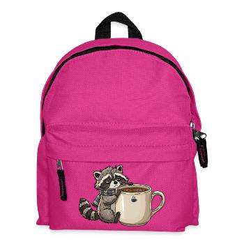 Tired Raccoon Coffee Design - Kinder Rucksack - Fuchsia - Vorne