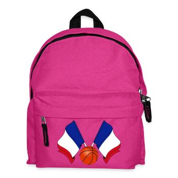 Two French flags with a Basketball France - Kids' Backpack - fuchsia - Front