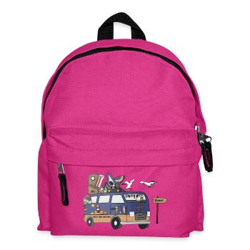 Küste Ostsee Nordsee Camper Motiv Vanlife Camping - Kinder Rucksack - Fuchsia - Vorne