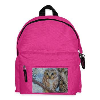 Nocturnal Owl Mosaic - Kids' Backpack - fuchsia - Front