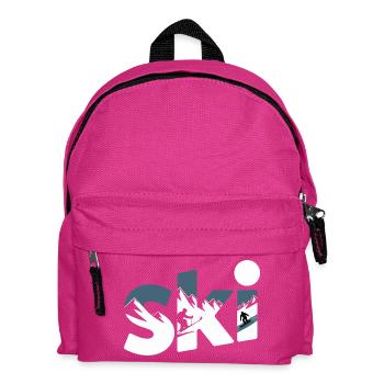 Ski Mountain Panorama Typo Design - Kids' Backpack - fuchsia - Front