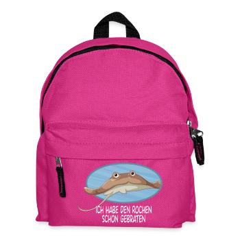 Rochen Spruch Lustiges Meeres Tier Motiv - Kinder Rucksack - Fuchsia - Vorne