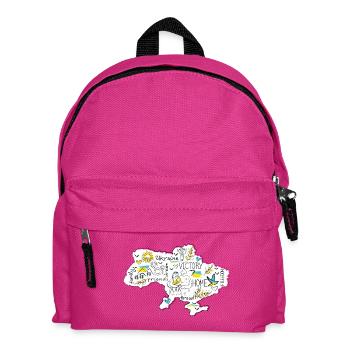 Ukraine Victory Map Doodle - Kids' Backpack - fuchsia - Front