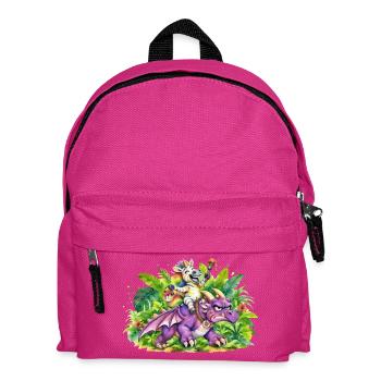 Jungle Fantasie: Einhorn reitet Drache - Kinder Rucksack - Fuchsia - Vorne