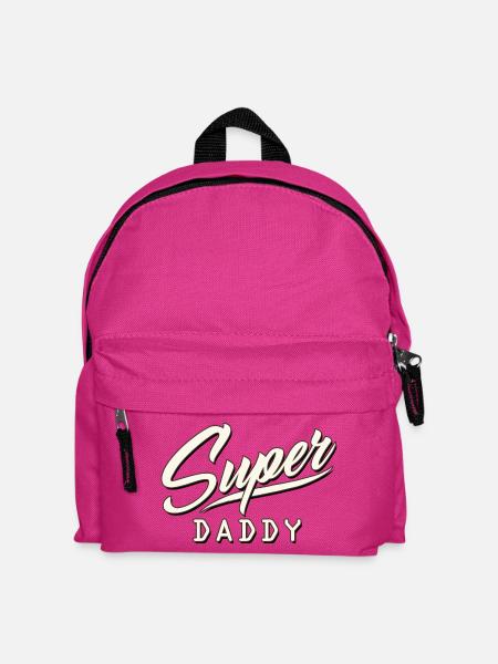 super daddy mummy mum dad papa mama eltern baby - Kinder Rucksack - Fuchsia
