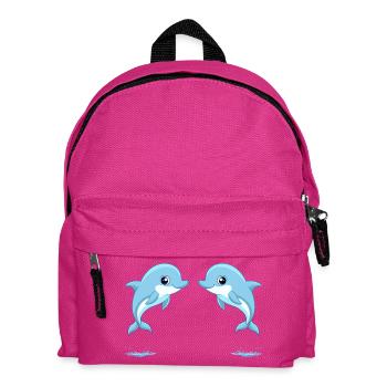 Zwei babyblaue Zwillingsdelfine springen - Kinder Rucksack - Fuchsia - Vorne