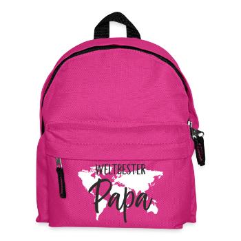 Weltbester Papa – Herzvolles Weltkugel-Design - Kinder Rucksack - Fuchsia - Vorne