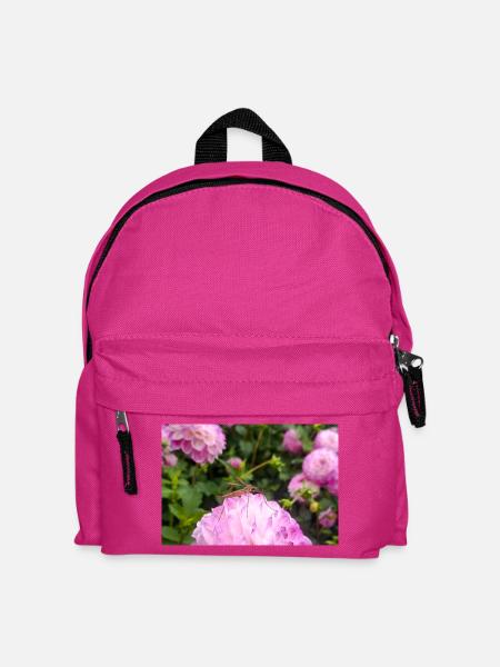 Rosa Dahlie mit Schnake – Makro Naturfotografie - Kinder Rucksack - Fuchsia