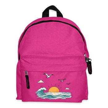 Meer Wellen Sonnenuntergang Retro - Kinder Rucksack - Fuchsia - Vorne