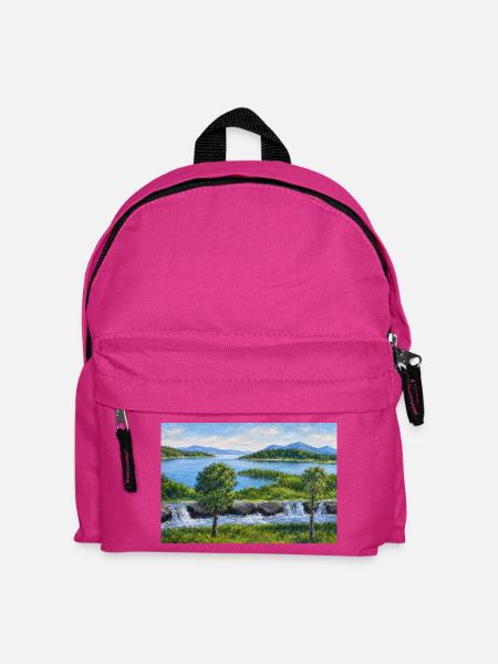 Flusslandschaft mit Wasserfall - Kinder Rucksack - Fuchsia