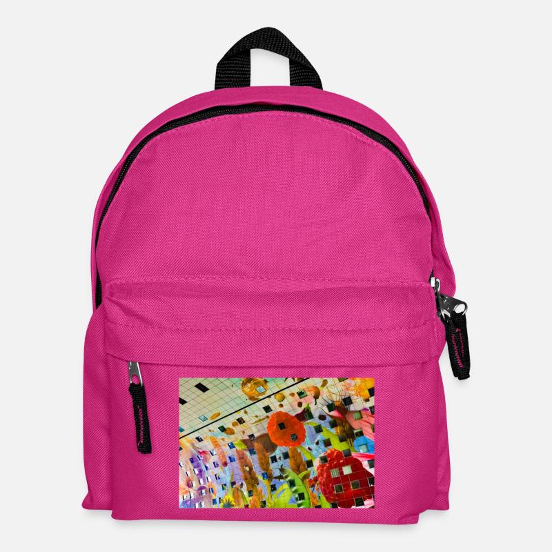 Fröhliches farbiges Blumendekor-Design - Kinder Rucksack - Fuchsia