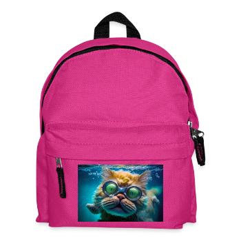 Hector die Schwimmkatze mit Taucherbrille - Kinder Rucksack - Fuchsia - Vorne