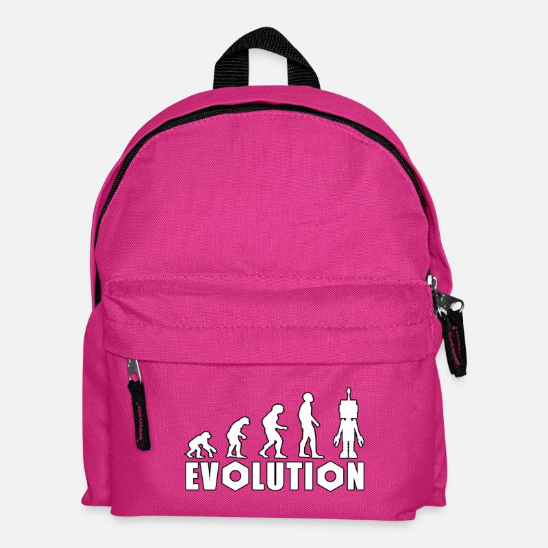 Evolution mit Roboterfigur Design - Kinder Rucksack - Fuchsia