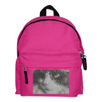 Katzenporträt Mosaik - Kinder Rucksack - Fuchsia - Vorne