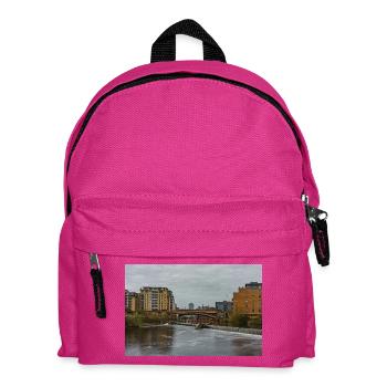 Urbane Flussszene mit Brücke - Kinder Rucksack - Fuchsia - Vorne