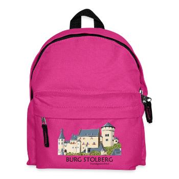 Stolberg Castle, Eifel, Middle Ages Hand Drawing - Kids' Backpack - fuchsia - Front