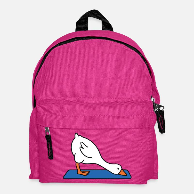 Duck in stretch mode on mat yoga - Kids' Backpack - fuchsia