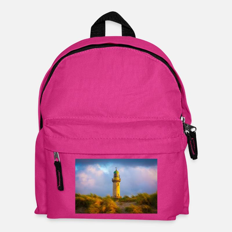 Leuchtturm Warnemünde am Abend - Kinder Rucksack - Fuchsia