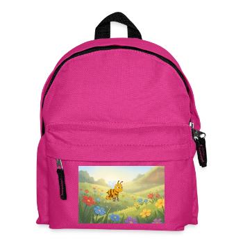 Colorful bee in flower meadow - Kids' Backpack - fuchsia - Front