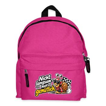 Nicht Langsam nur Gemütlich - Kinder Rucksack - Fuchsia - Vorne