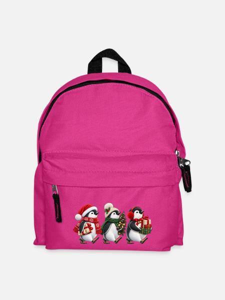 Süße Weihnachtspinguine mit Geschenken - Kinder Rucksack - Fuchsia