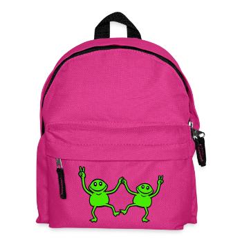 2 Frösche tanzen Peace Zeichen Victory Hand Team - Kinder Rucksack - Fuchsia - Vorne