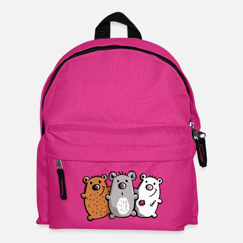 Bären Trio - Bärchen - Koala - Eisbär - Braunbär - Kinder Rucksack - Fuchsia