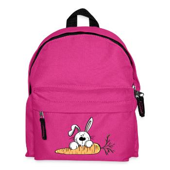 lapin blanc avec une carotte épaisse - Pâques - Lapin de Pâques - Sac à dos Enfant - fuchsia - Devant