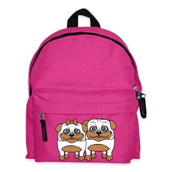 2 Hunde Mops Mann Frau Pärchen Zwei Verliebt Liebe - Kinder Rucksack - Fuchsia - Vorne