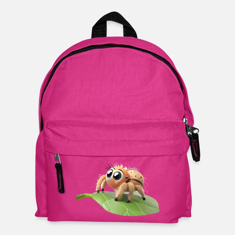 Neugierige kleine Philippus-Spinne auf einem Blatt - Kinder Rucksack - Fuchsia