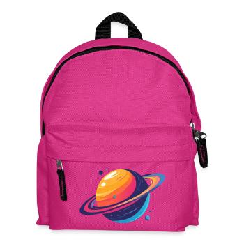Neon Planetenkosmos Planet mit Ring und Monden - Kinder Rucksack - Fuchsia - Vorne