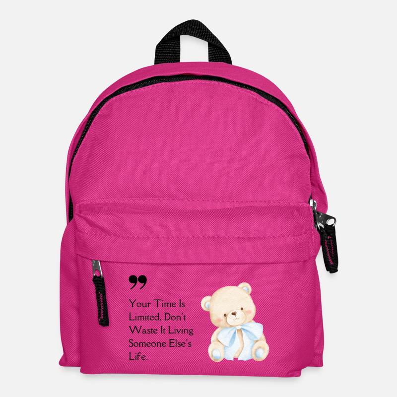 Your Time Is Limited / Teddy with Blue Ribbon - Kids' Backpack - fuchsia