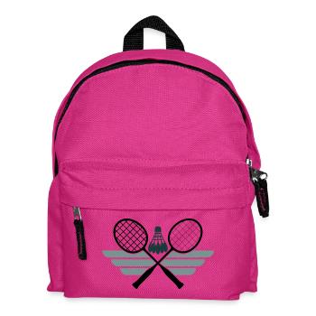 Badminton Emblem – Gekreuzte Schläger & Federball - Kinder Rucksack - Fuchsia - Vorne