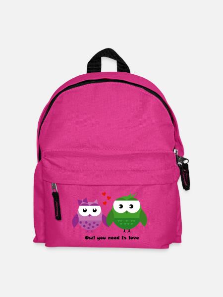 Eulen-Liebe: Owl You Need Is Love - Kinder Rucksack - Fuchsia