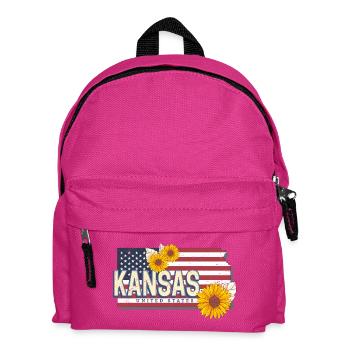 Kansas United States Retro Map Souvenir - Kids' Backpack - fuchsia - Front