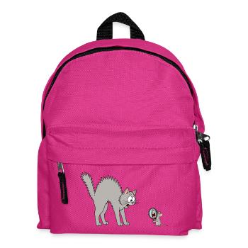 Katze und Maus | Lustiges Cartoon Motiv - Kinder Rucksack - Fuchsia - Vorne