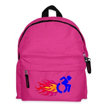 Wheelchair user with flames # - Kids' Backpack - fuchsia - Front