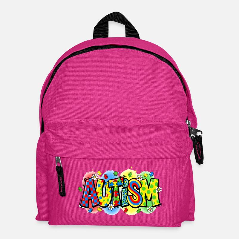 Autism Awareness Puzzle Regenbogen Design - Kinder Rucksack - Fuchsia