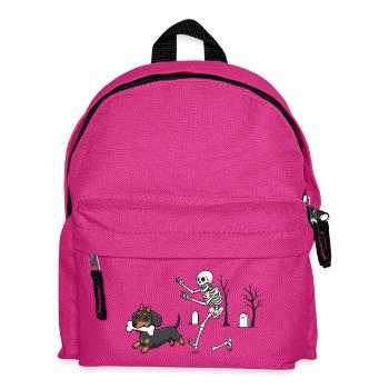 Dackel und Skelett Halloween-Jagd - Kinder Rucksack - Fuchsia - Vorne