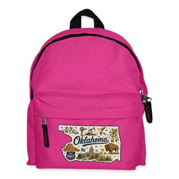Oklahoma Sooner State Vintage Travel Sticker - Kids' Backpack - fuchsia - Front