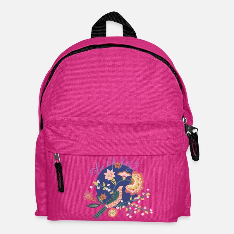 Live Life Fully -- Florale Affirmationen - Kinder Rucksack - Fuchsia