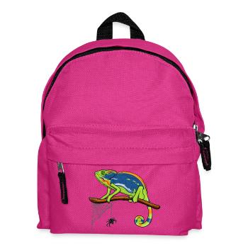 Chameleon On Branch with Spider Web - Kids' Backpack - fuchsia - Front