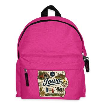 Iowa Hawkeye State Vintage Farm Aufkleber - Kinder Rucksack - Fuchsia - Vorne