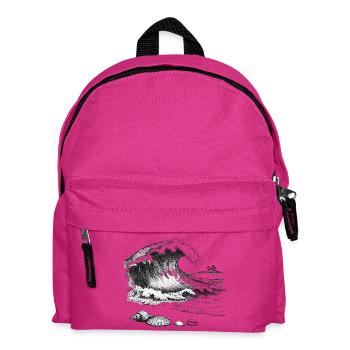Big ocean wave with palm island and shells - Kids' Backpack - fuchsia - Front
