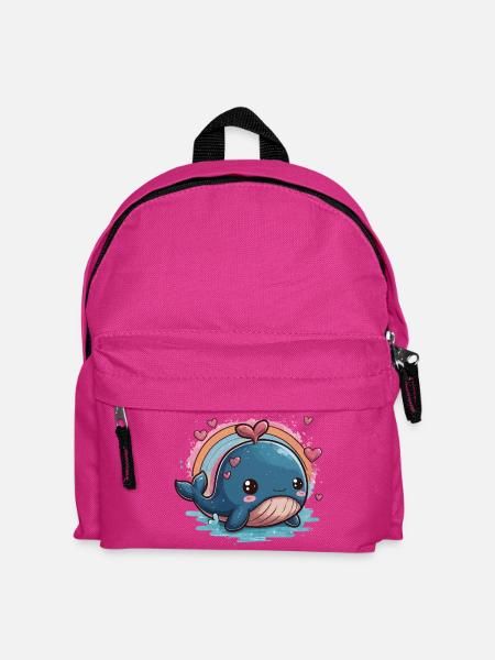 Kawaii Herzwal mit Regenbogen - Kinder Rucksack - Fuchsia