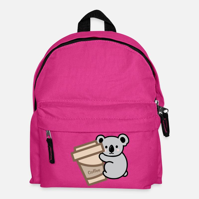 Koala Needs Coffee - Kids' Backpack - fuchsia