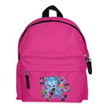 Bodybuilder Oktopus mit Hanteln beim Training - Kinder Rucksack - Fuchsia - Vorne