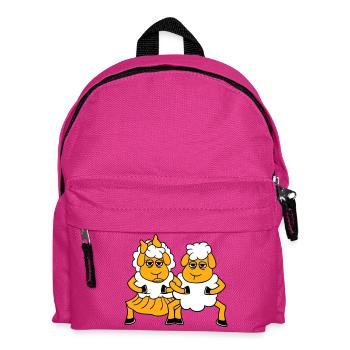 2 Schafe Pärchen Müde Gelangweilt Freunde Verliebt - Kinder Rucksack - Fuchsia - Vorne