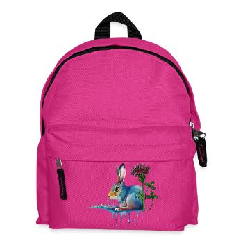 bunter Hase mit Klee - Kinder Rucksack - Fuchsia - Vorne